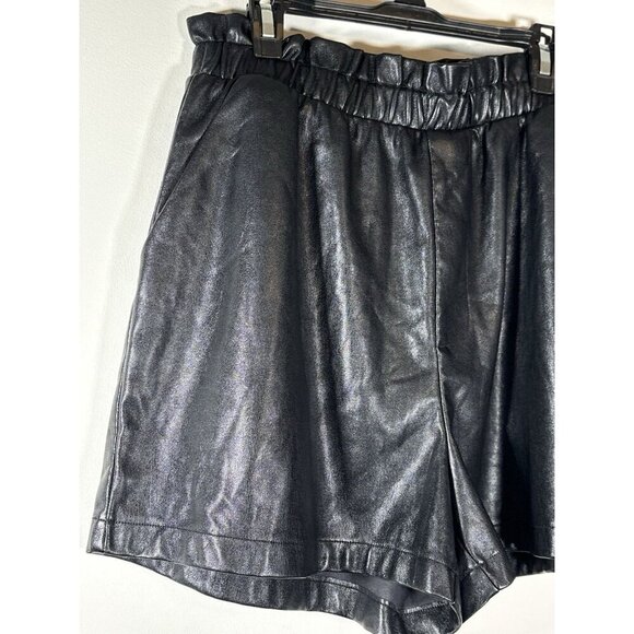 STEVE MADDEN Fonda Shorts Black Faux Leather Moto Boho Biker Glam Size Medium - Picture 3 of 6